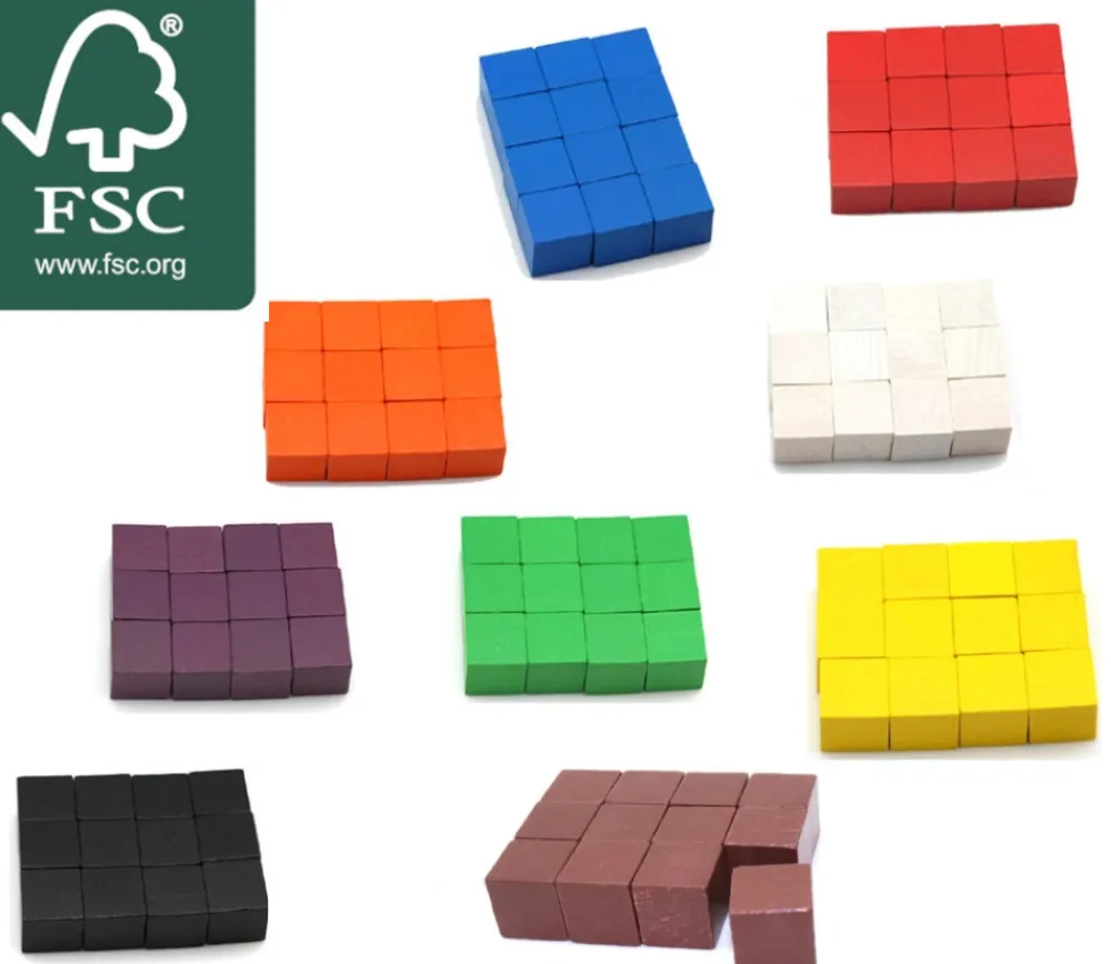 Tout Pour le Jeu 12 Cubes multicolores en bois 2.5 cm. 25 x 25 x 25 mm