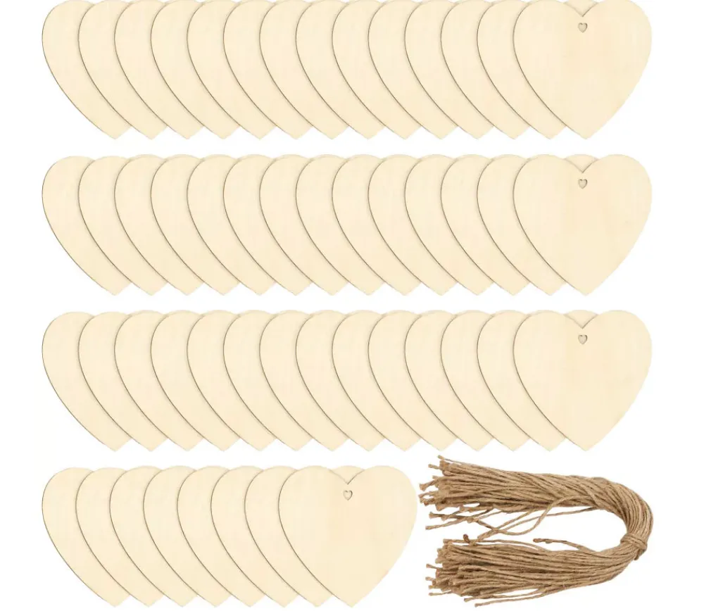 Tout Pour le Jeu 50 Cœurs en Bois à personnaliser plats 10 cm