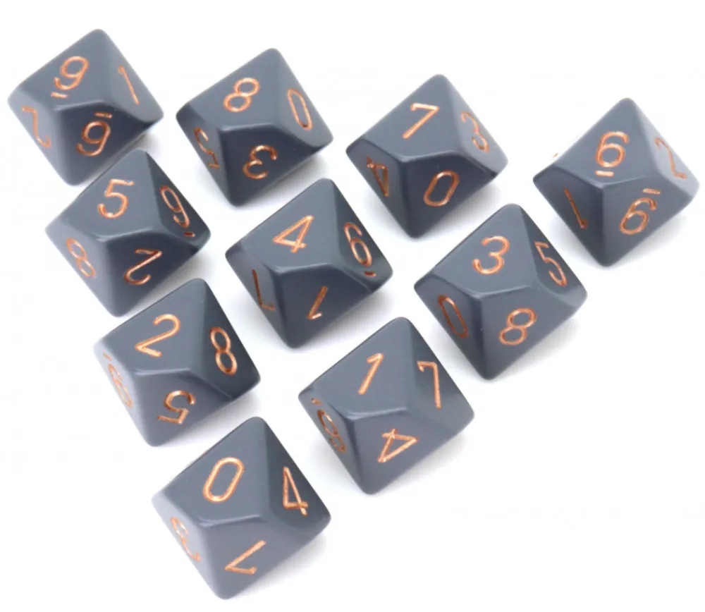 Tout Pour le Jeu 10 dés 10 faces opaques gris et or de 0 à 9 - Chessex