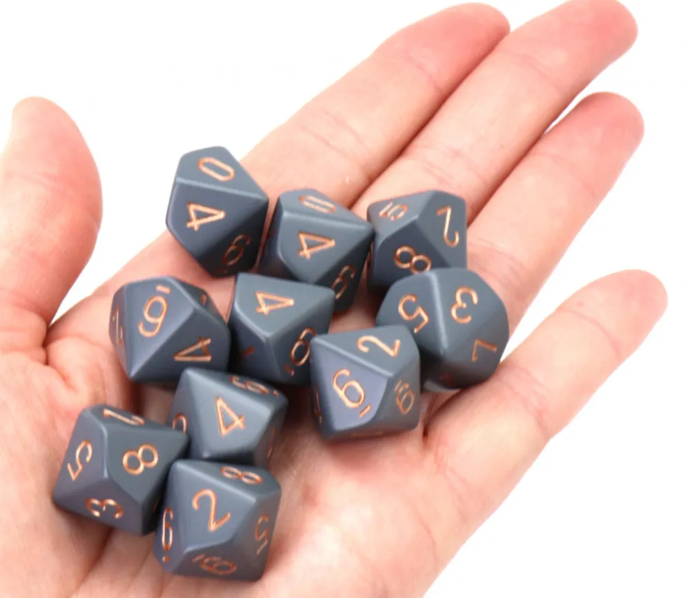 Tout Pour le Jeu 10 dés 10 faces opaques gris et or de 0 à 9 - Chessex