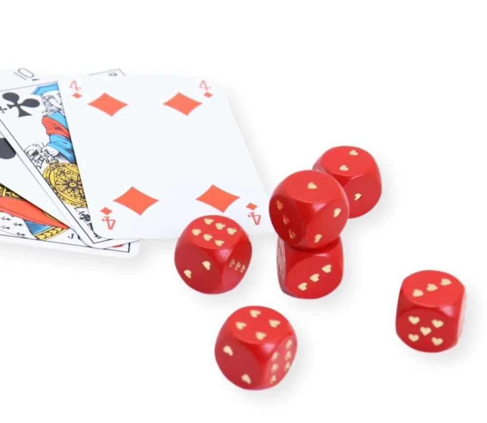Tout Pour le Jeu 10 Dés à jouer coeurs amour en bois
