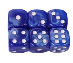 Tout Pour le Jeu 50 Dés bleus perlés nacrés 16 mm avec points 1 à 6