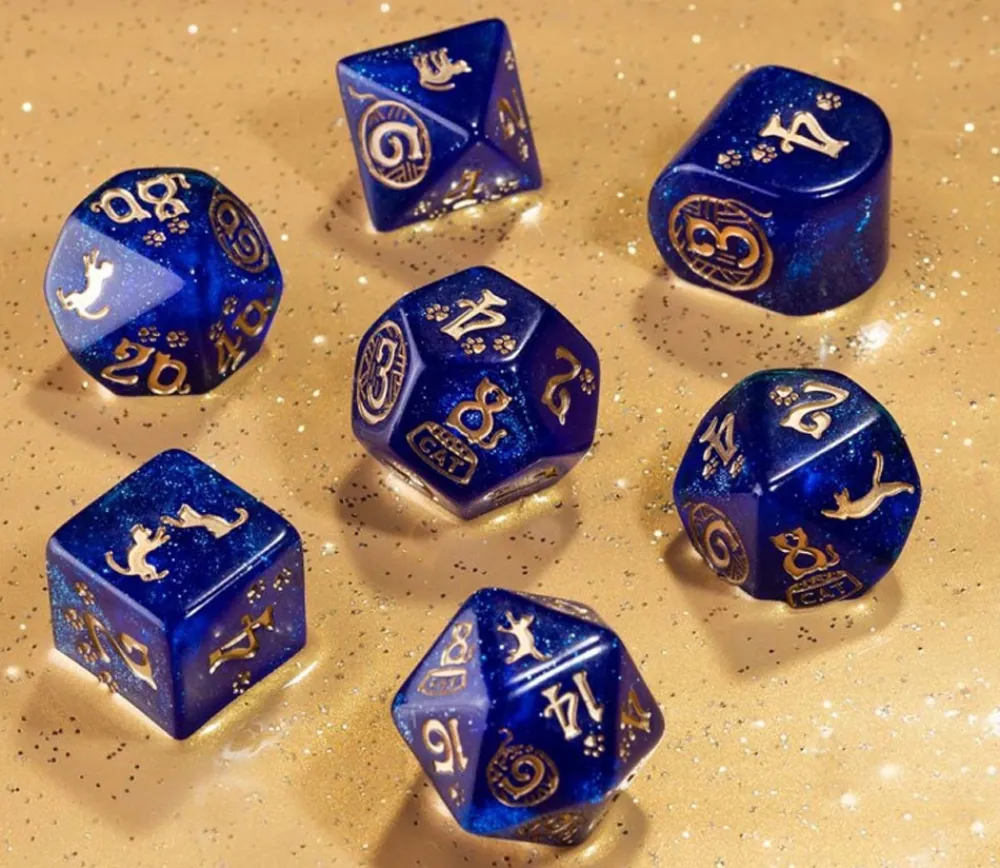 Tout Pour le Jeu 7 dés chats avec le dé 4 faces moderne - Set Meowster