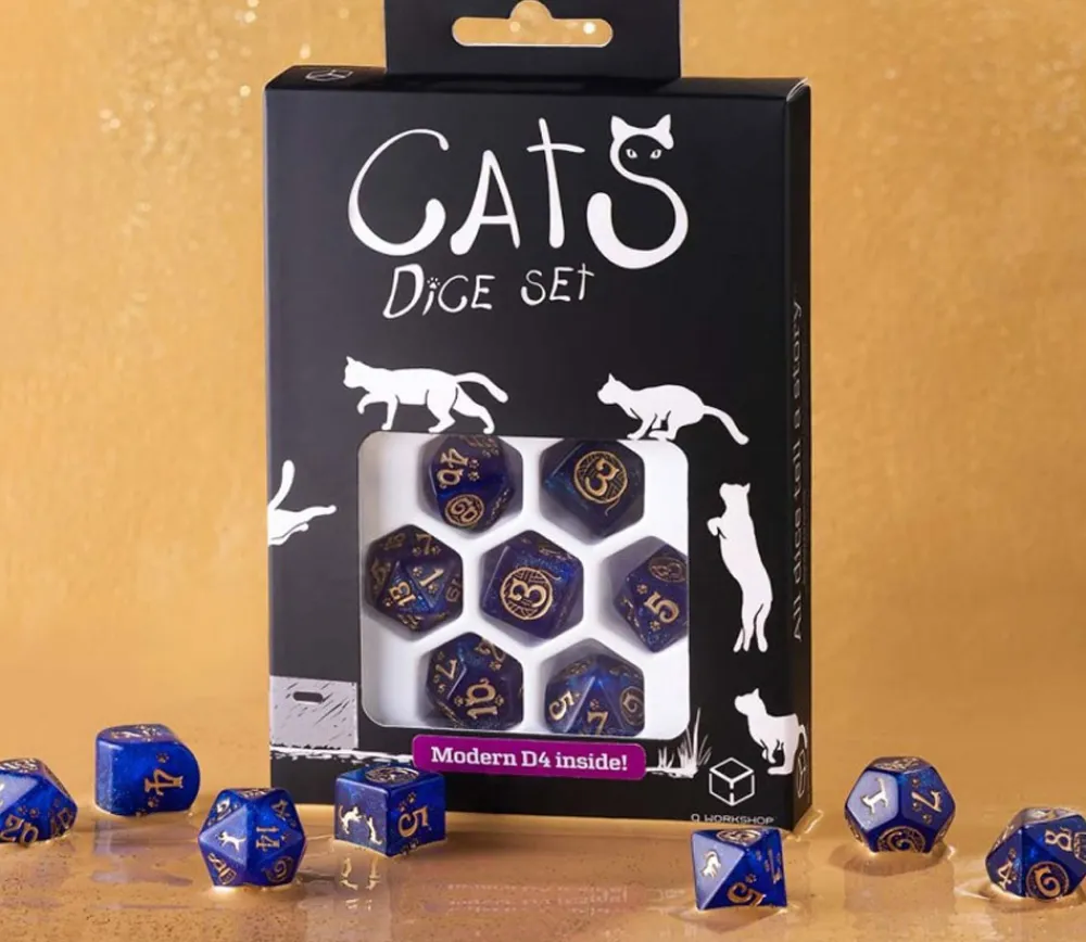 Tout Pour le Jeu 7 dés chats avec le dé 4 faces moderne - Set Meowster