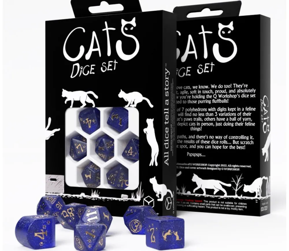 Tout Pour le Jeu 7 dés chats avec le dé 4 faces moderne - Set Meowster