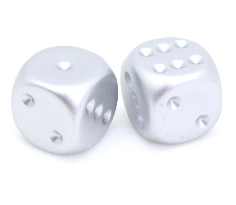 Tout Pour le Jeu 2 dés couleur aluminium platine 16 mm
