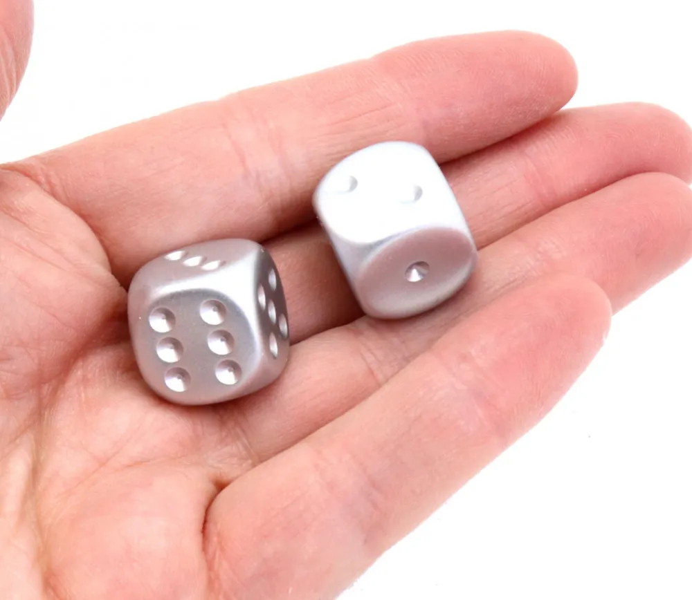 Tout Pour le Jeu 2 dés couleur aluminium platine 16 mm