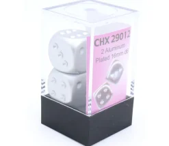 Tout Pour le Jeu 2 dés couleur aluminium platine 16 mm