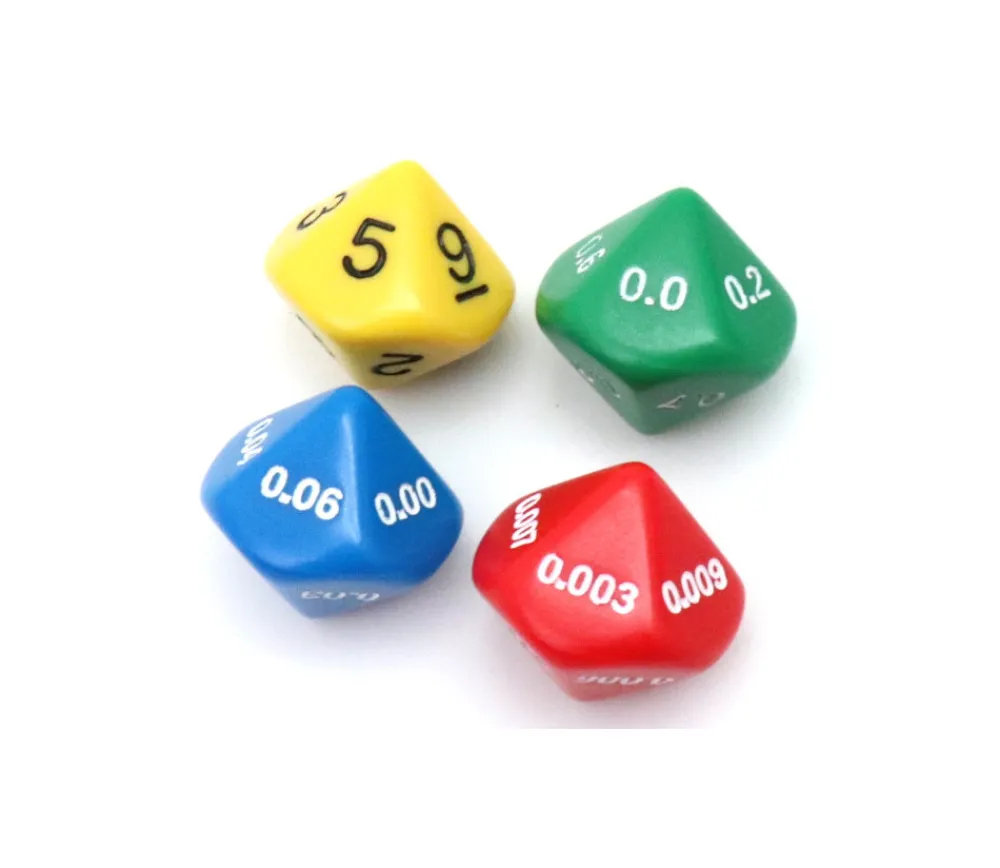Tout Pour le Jeu 4 dés décimaux 10 faces : unité, dixième, centième, millième
