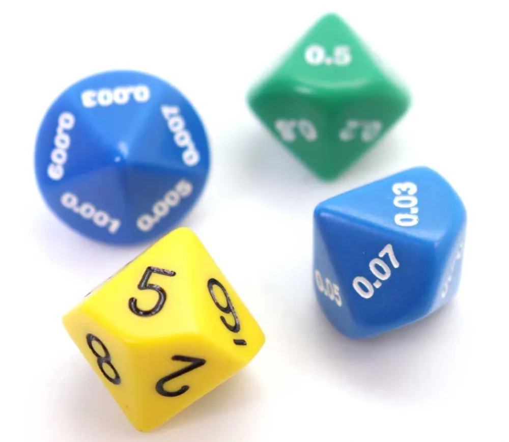 Tout Pour le Jeu 4 dés décimaux 10 faces : unité, dixième, centième, millième