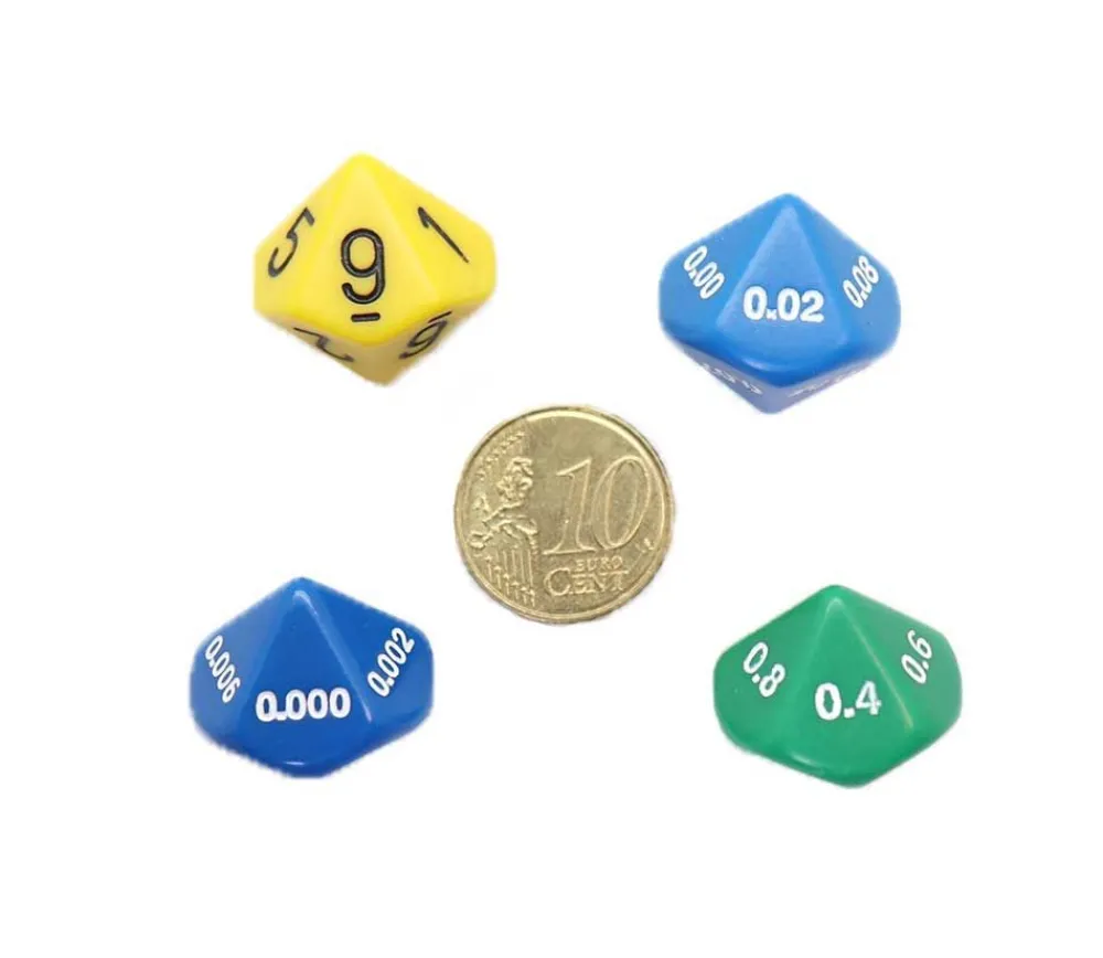 Tout Pour le Jeu 4 dés décimaux 10 faces : unité, dixième, centième, millième
