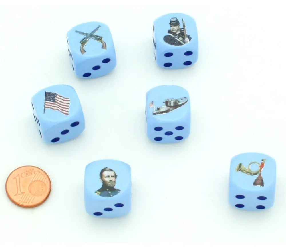 Tout Pour le Jeu 6 Dés de l'Armée fédérale USA bleu en 16 mm