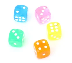Tout Pour le Jeu 5 Dés de jeux Yams translucides multicolores 16 mm