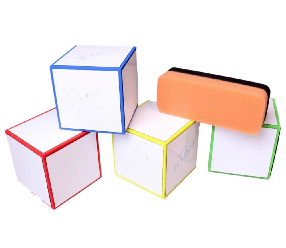 Tout Pour le Jeu 4 Dés géants effaçables 8 cm avec éponge