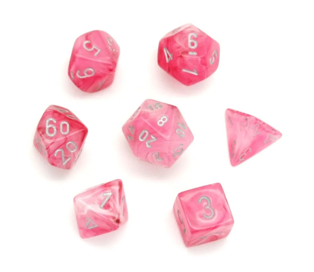 Tout Pour le Jeu 7 dés ghost roses blanc phosphorescent