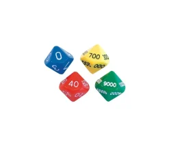 Tout Pour le Jeu 4 dés JUMBO unité, dizaine, centaine, millier 10 faces