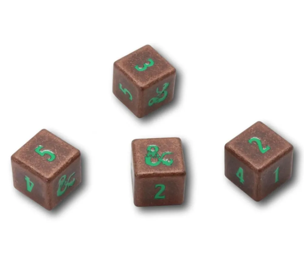 Tout Pour le Jeu 4 Dés métal Donjons & Dragons D6 chiffres verts