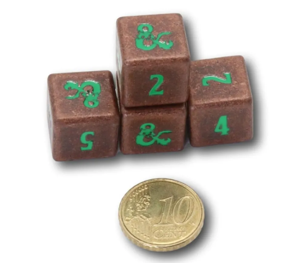 Tout Pour le Jeu 4 Dés métal Donjons & Dragons D6 chiffres verts