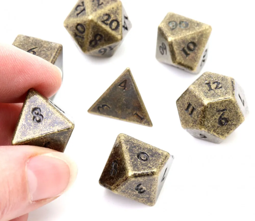 Tout Pour le Jeu 7 Dés métal multifaces BRONZE