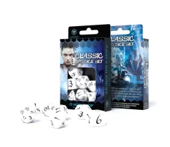 Tout Pour le Jeu 7 dés multifaces blancs gravage noir CLASSIC ELVEN - style elfe