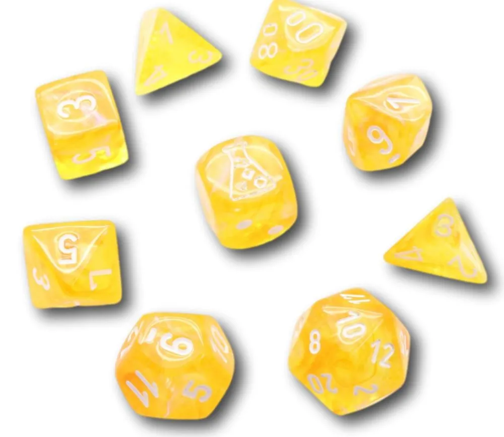 Tout Pour le Jeu 8 dés multi-faces Borealis jaune chessex Lab Dice 6