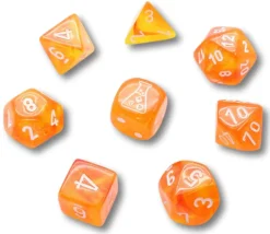 Tout Pour le Jeu 8 dés multi-faces Borealis orange sanguine chessex Lab dice 6