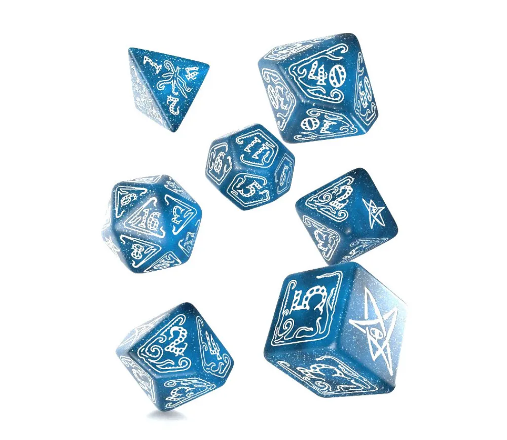 Tout Pour le Jeu 7 dés multifaces Call of Cthulhu Abyssal- bleu et blanc