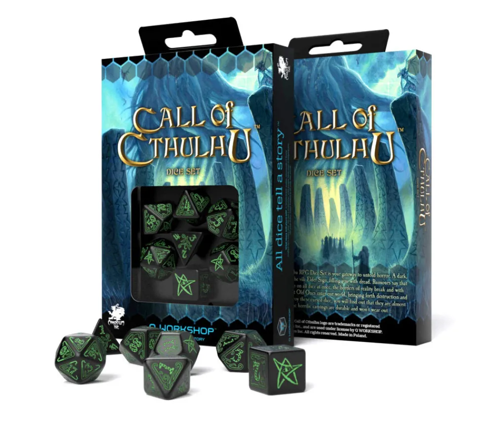 Tout Pour le Jeu 7 dés multifaces Call of Cthulhu - noir et vert COC