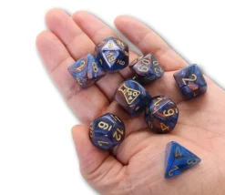 Tout Pour le Jeu 8 dés multi-faces cuivré/bleu chiffres dorés LAB dice 6