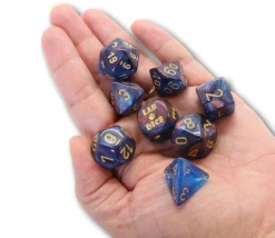 Tout Pour le Jeu 8 dés multi-faces cuivré/bleu chiffres dorés LAB dice 6