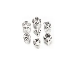 Tout Pour le Jeu 7 dés multifaces effet dragon blanc et noir
