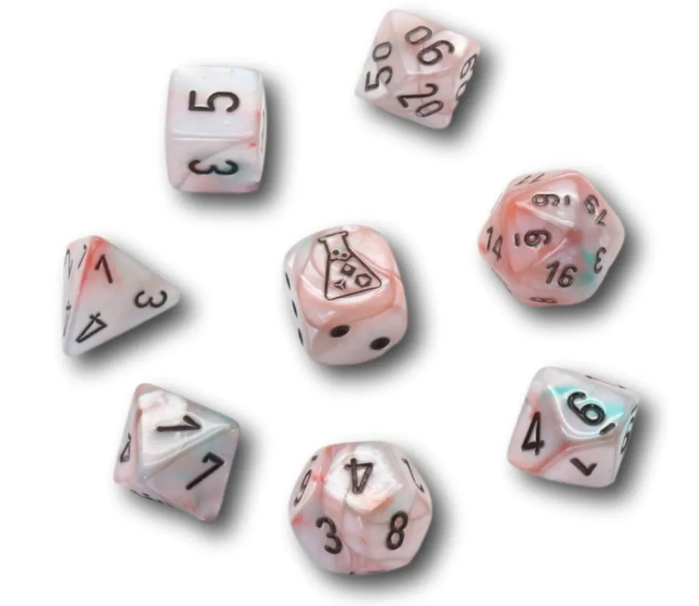 Tout Pour le Jeu 8 dés multi-faces nacrés bleu rose Lab Dice 6 chessex