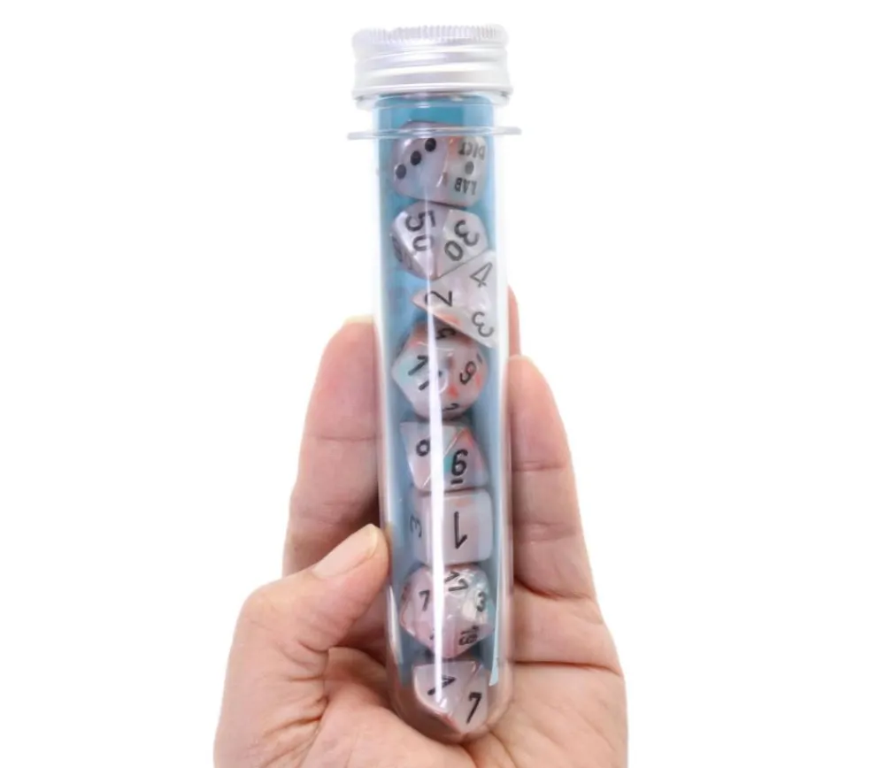 Tout Pour le Jeu 8 dés multi-faces nacrés bleu rose Lab Dice 6 chessex