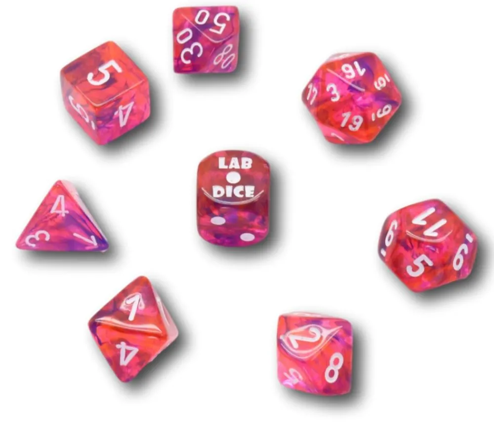 Tout Pour le Jeu 8 dés multi-faces Nebula rouge/violet LAB dice 6 chessex