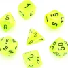 Tout Pour le Jeu 7 dés multifaces Vortex VERT/JAUNE brillant