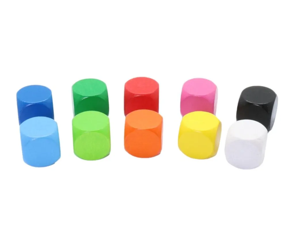 Tout Pour le Jeu 10 Dés neutres 16 mm en bois hêtre colorés sans marquage