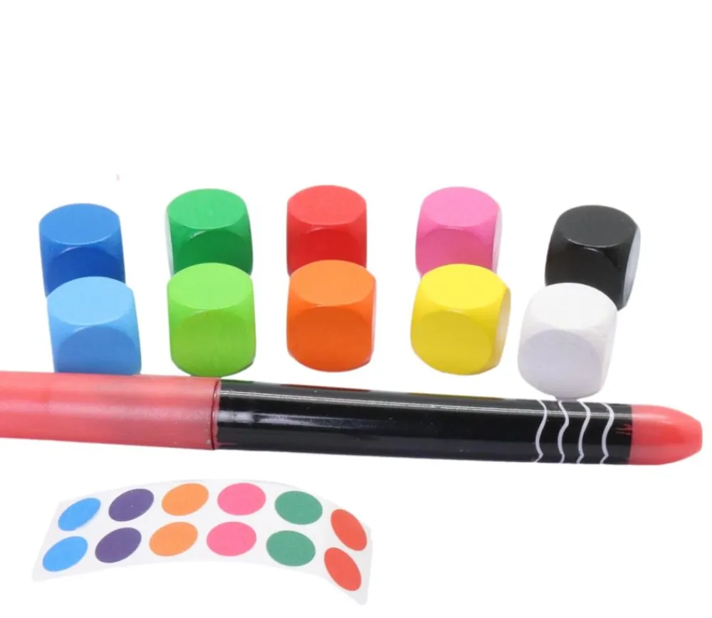 Tout Pour le Jeu 10 Dés neutres 16 mm en bois hêtre colorés sans marquage