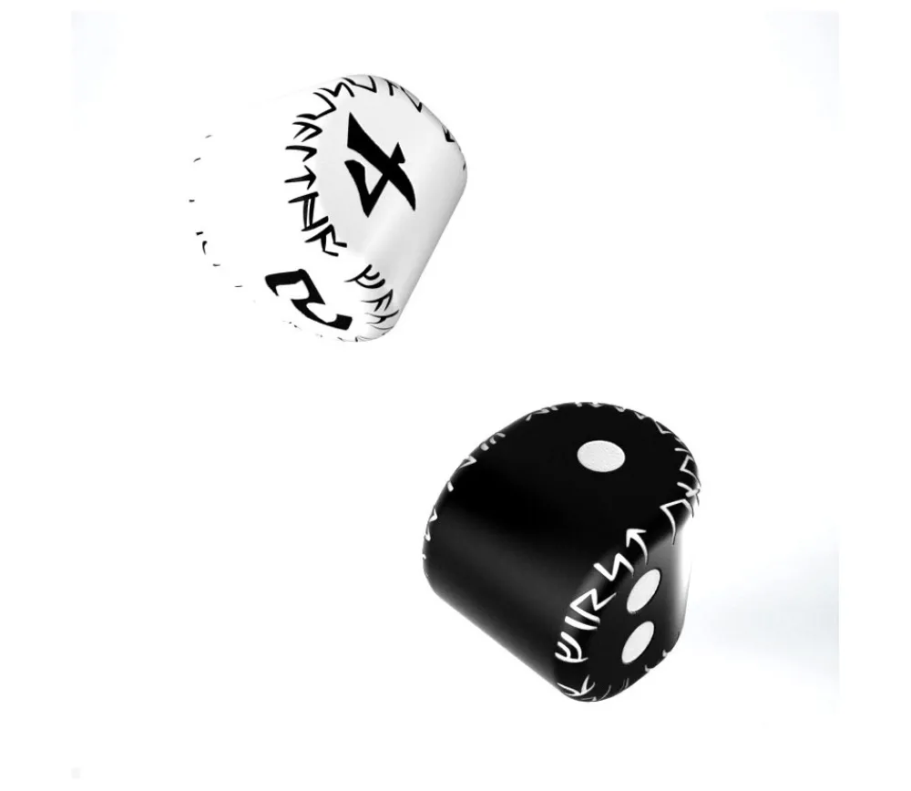 Tout Pour le Jeu 2 dés Runic D2 et D4 runiques blanc et noir