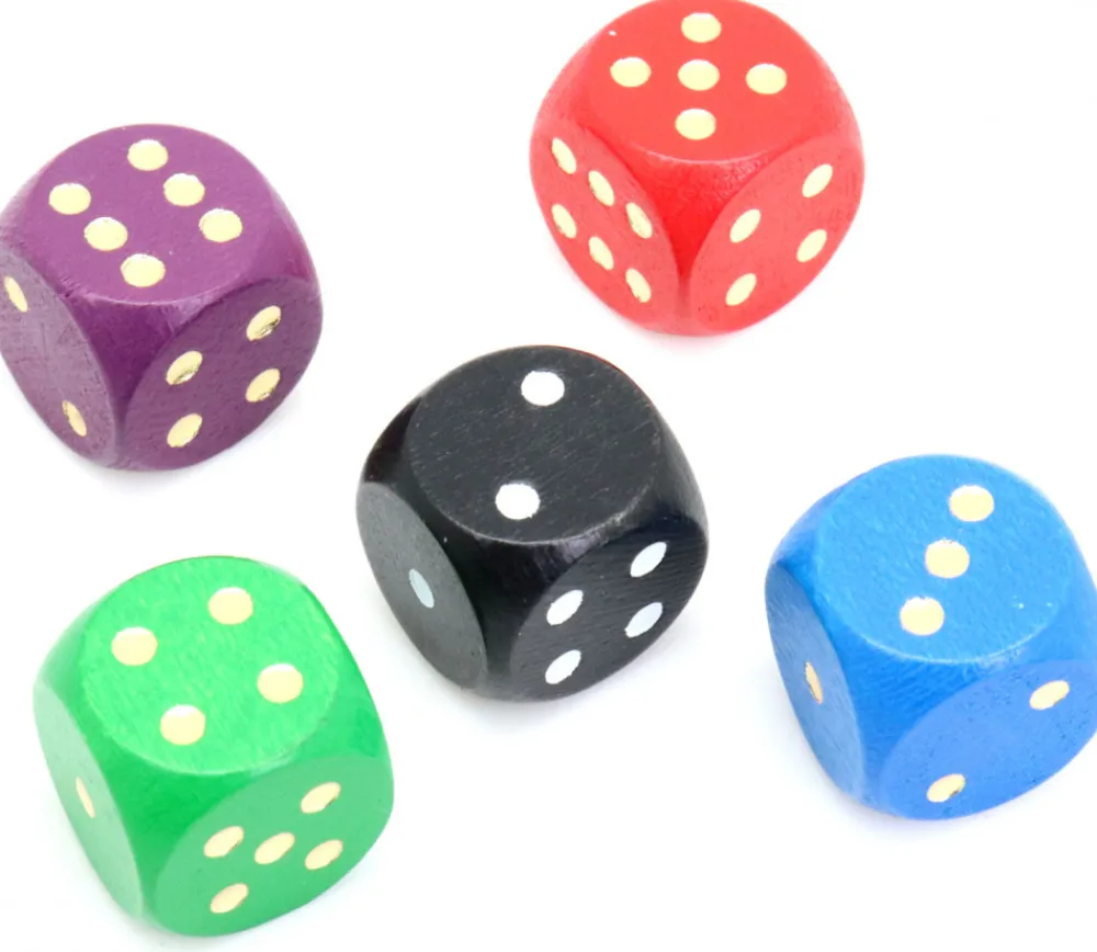 Tout Pour le Jeu 5 Dés yams en bois 16 mm points 1 à 6 pour jeu de société