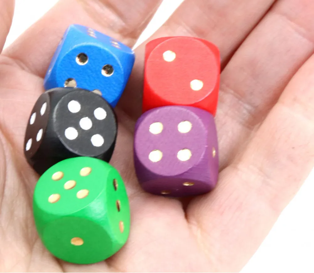 Tout Pour le Jeu 5 Dés yams en bois 16 mm points 1 à 6 pour jeu de société
