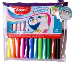 Tout Pour le Jeu 12 Feutres effaçables pour ardoise ou tableau blanc - 12 couleurs