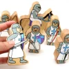 Tout Pour le Jeu 6 Figurines chevaliers en bois bleus et blancs personnage jeu