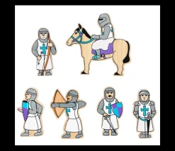 Tout Pour le Jeu 6 Figurines chevaliers en bois bleus et blancs personnage jeu