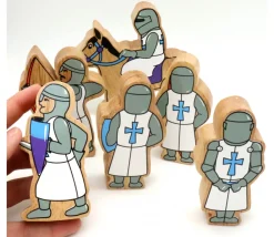 Tout Pour le Jeu 6 Figurines chevaliers en bois bleus et blancs personnage jeu