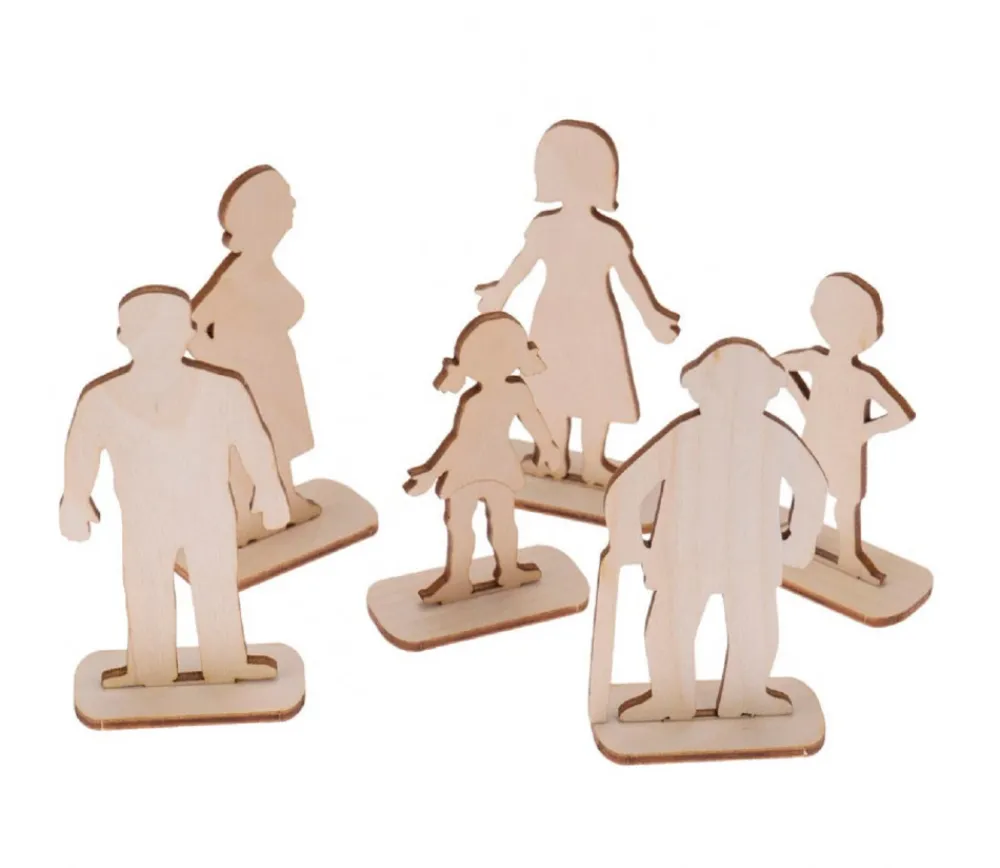 Tout Pour le Jeu 6 Figurines famille en bois naturel