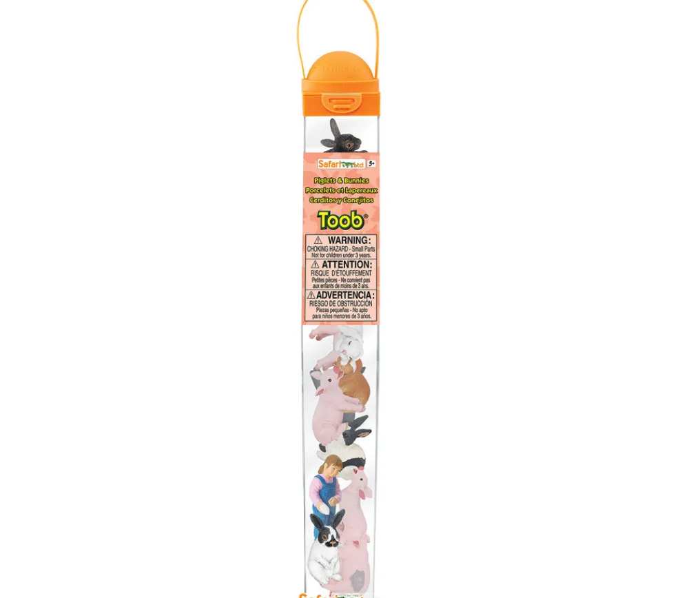 Tout Pour le Jeu 12 figurines Ferme : lapins, porcelets et fermière dans un tube de rangement