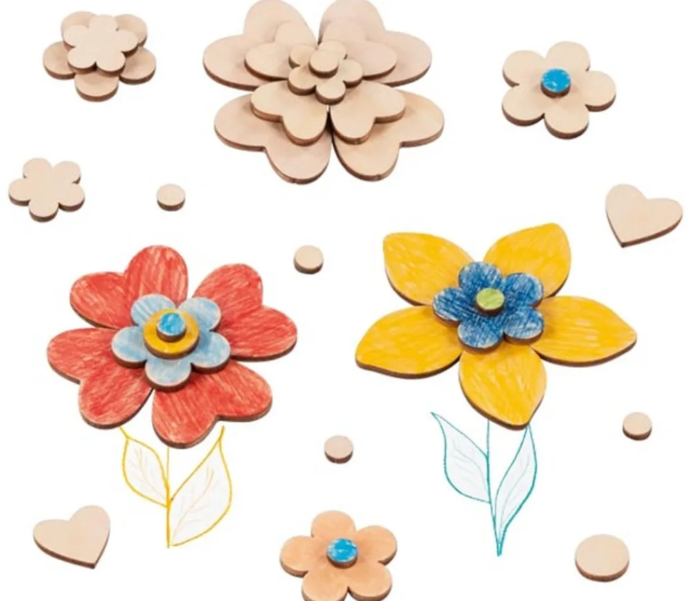 Tout Pour le Jeu 75 Formes fleurs et feuilles bois naturel