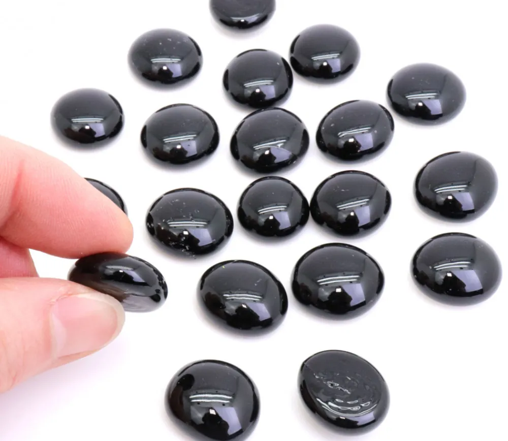 Tout Pour le Jeu 20 Galets gems 15/25 mm noir opaque - mini pierres plates