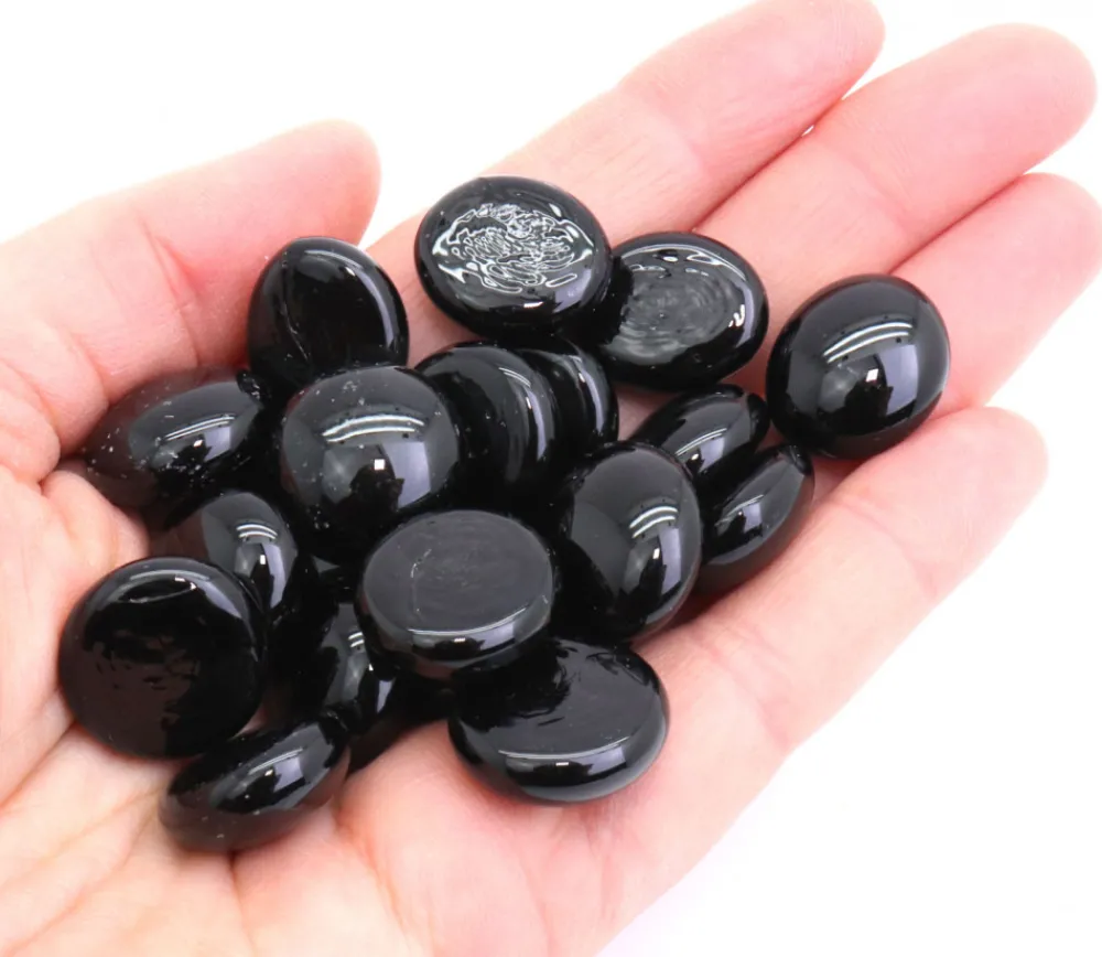 Tout Pour le Jeu 20 Galets gems 15/25 mm noir opaque - mini pierres plates