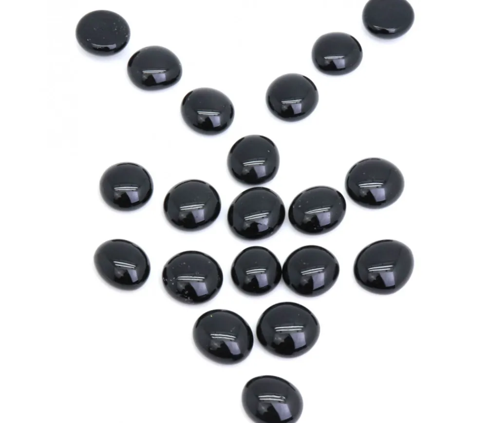 Tout Pour le Jeu 20 Galets gems 15/25 mm noir opaque - mini pierres plates